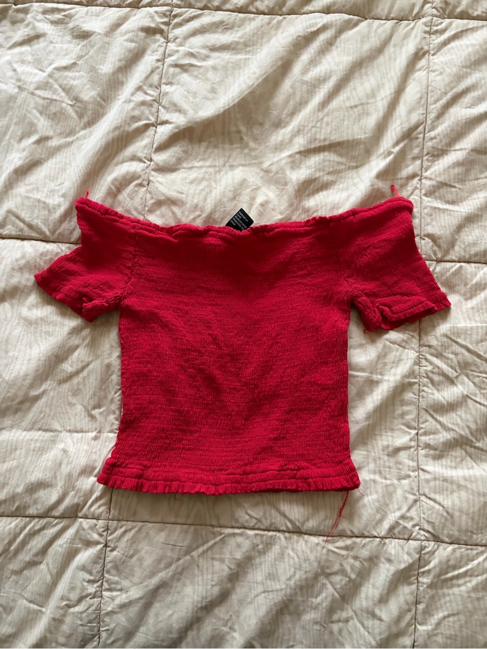 Forever 21 Off-Shoulder Ribbed Crop Top - Red